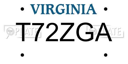 T72ZGA Virginia License Plate