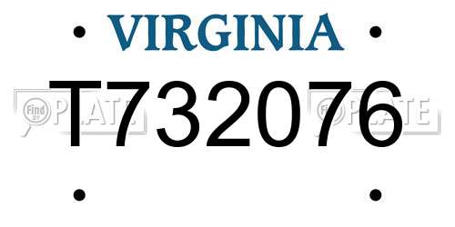 T732076 Virginia License Plate