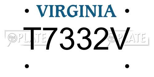 T7332V Virginia License Plate