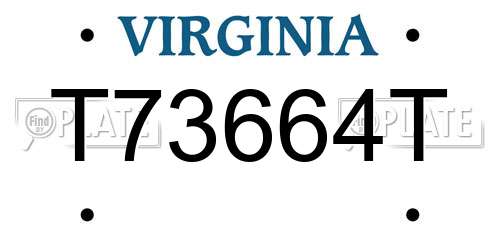 T73664T Virginia License Plate