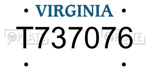 T737076 Virginia License Plate
