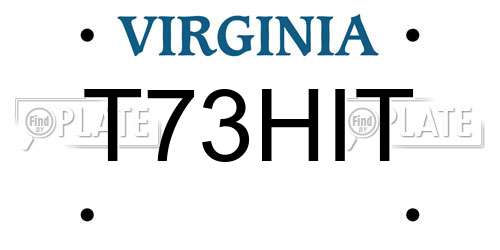 T73HIT Virginia License Plate