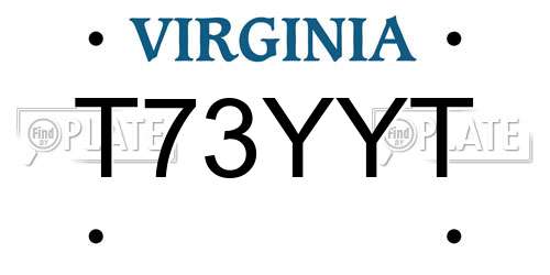 T73YYT Virginia License Plate