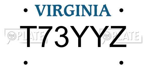 T73YYZ Virginia License Plate