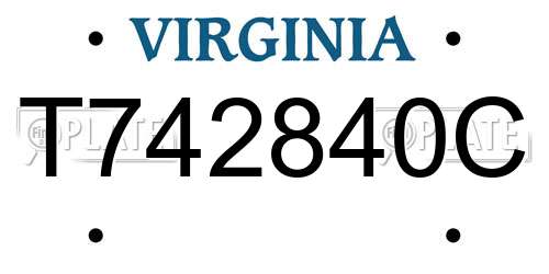 T742840C Virginia License Plate