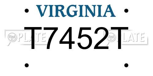 T7452T Virginia License Plate