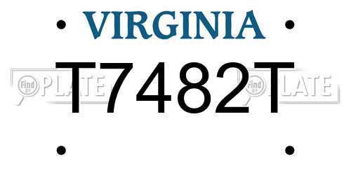 T7482T Virginia License Plate