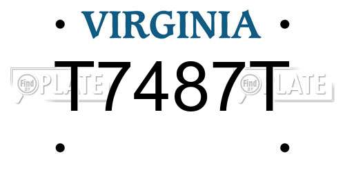 T7487T Virginia License Plate