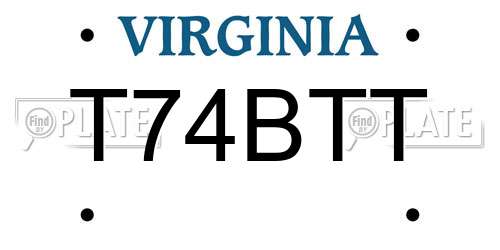 T74BTT Virginia License Plate