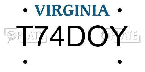 T74DOY Virginia License Plate