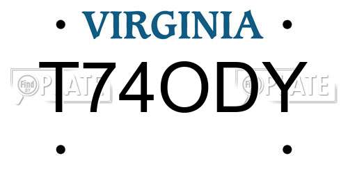 T74ODY Virginia License Plate