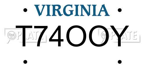 T74OOY Virginia License Plate