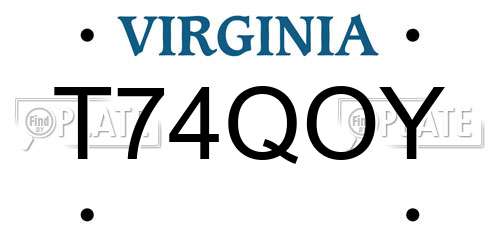 T74QOY Virginia License Plate