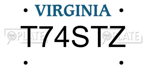 T74STZ Virginia License Plate