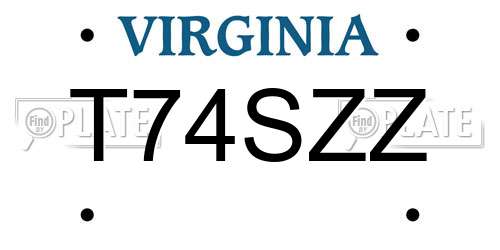 T74SZZ Virginia License Plate
