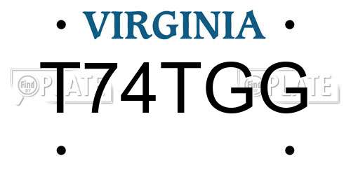 T74TGG Virginia License Plate