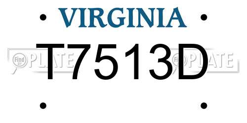 T7513D Virginia License Plate