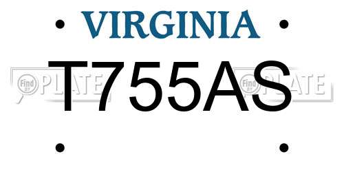 T755AS Virginia License Plate
