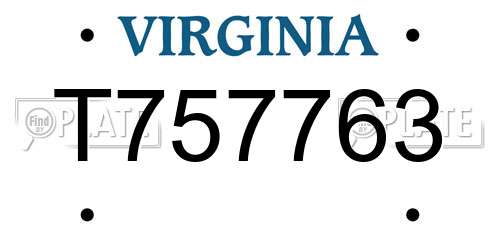 T757763 Virginia License Plate