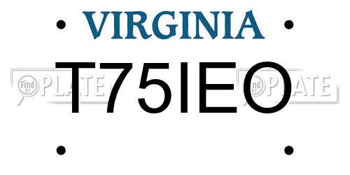 T75IEO Virginia License Plate