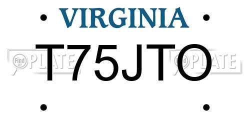 T75JTO Virginia License Plate