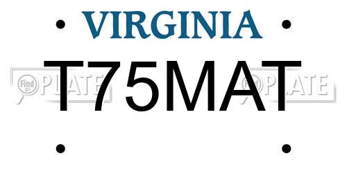 T75MAT Virginia License Plate