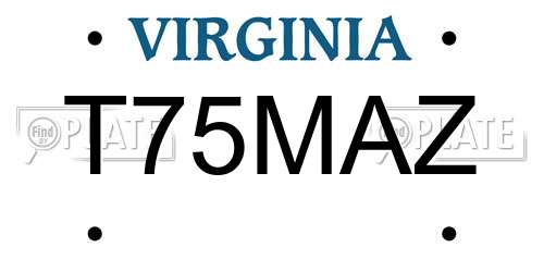 T75MAZ Virginia License Plate