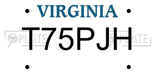 T75PJH Virginia License Plate