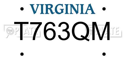 T763QM Virginia License Plate
