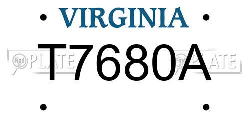 T7680A Virginia License Plate