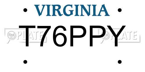 T76PPY Virginia License Plate