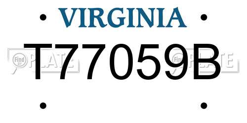 T77059B Virginia License Plate