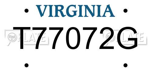 T77072G Virginia License Plate