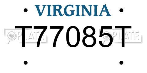 T77085T Virginia License Plate