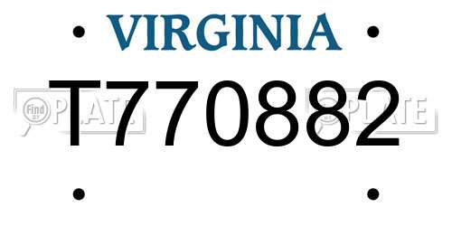 T770882 Virginia License Plate