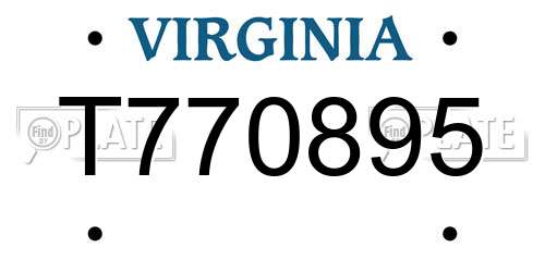 T770895 Virginia License Plate