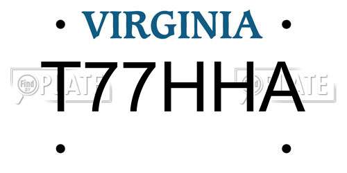 T77HHA Virginia License Plate