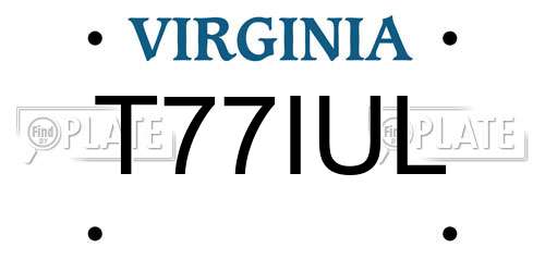 T77IUL Virginia License Plate