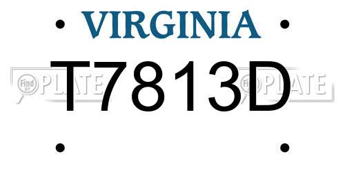 T7813D Virginia License Plate