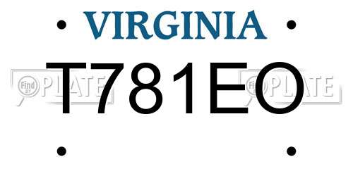 T781EO Virginia License Plate