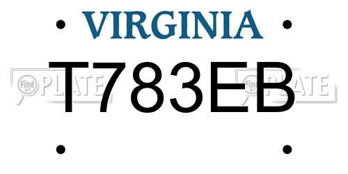 T783EB Virginia License Plate