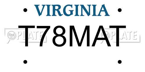 T78MAT Virginia License Plate