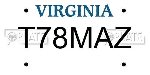 T78MAZ Virginia License Plate