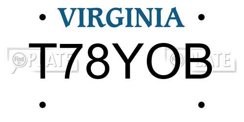T78YOB Virginia License Plate
