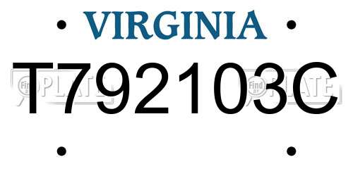T792103C Virginia License Plate