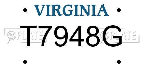 T7948G Virginia License Plate