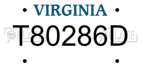 T80286D Virginia License Plate