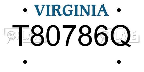 T80786Q Virginia License Plate
