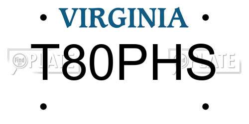 T80PHS Virginia License Plate