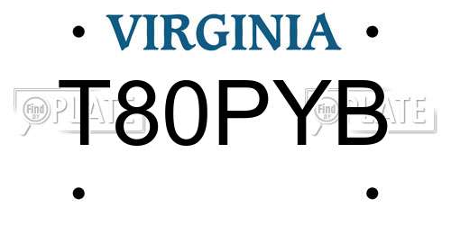 T80PYB Virginia License Plate